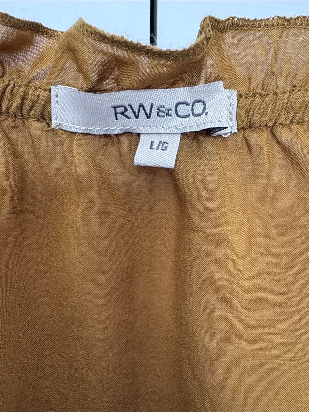 RW&CO. Mustard Ruffled Peasant Blouse with Embroidered Hem - Picture 2 of 6